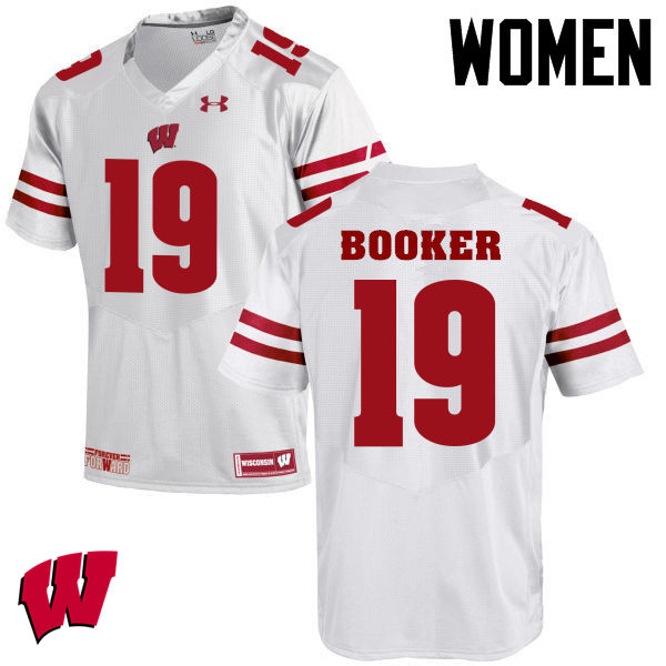 Wisconsin Badgers Women's #19 Titus Booker NCAA Under Armour Authentic White College Stitched Football Jersey LS40H04TB